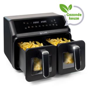 BluMill Dubbele Airfryer met Kijkvenster - Airfryer XXL - Touchscreen - 8 Liter - 2200 Watt