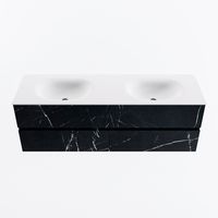 MONDIAZ VICA 150cm badmeubel onderkast Marquina 4 lades. Wastafel MOON dubbel 2 kraangaten, kleur Talc.