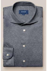 ETON Slim Fit Jersey shirt Marine, Effen