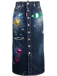 DSQUARED2 jupe en jean à effet usé - Bleu