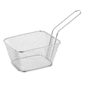Frietmandje/patatjes serveermandje - zilver - metaal - 23 x 14 x 11 cm - draadmandje