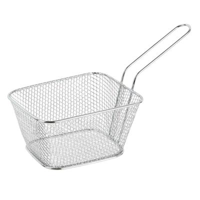 Frietmandje/patatjes serveermandje - zilver - metaal - 23 x 14 x 11 cm - draadmandje