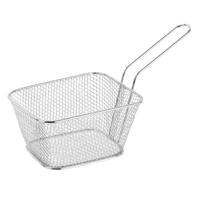 Frietmandje/patatjes serveermandje - zilver - metaal - 23 x 14 x 11 cm - draadmandje