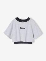 2-in-1 cropped sport t-shirt met beha's voor meisjes gemêleerd grijs