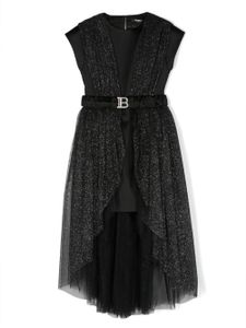 Balmain Kids robe en tulle à tissage métallisé - Noir