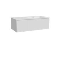 Storke Edge zwevend badmeubel 110 x 52 cm hoogglans wit met Mata asymmetrisch rechtse wastafel in solid surface mat wit - thumbnail
