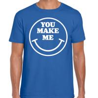 Verkleed T-shirt voor heren - you make me - Smile Emoticon - blauw - carnaval - foute party - feestk