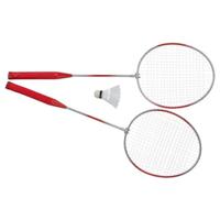 Badminton rackets en shuttle setje - kunststof - rood - buiten spelen - tennis