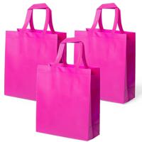 Draagtas/schoudertas/boodschappentas met hengsels - 10x stuks - fuchsia roze - 35 x 40 x 15 cm - pol