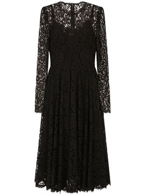 Dolce & Gabbana robe en dentelle à manches longues - Noir