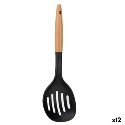 Schuimspaan Kinvara 79622 79622 Zwart Natuurlijk Hout Plastic 11 x 35 x 4 cm 10,5 x 35 cm (12 Stuks)