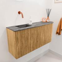 Toiletmeubel Mondiaz Joya Dlux | 91.6 cm | Meubelkleur Oak | Faye wastafel Sombra Wasbak Links | Zonder kraangat(en)