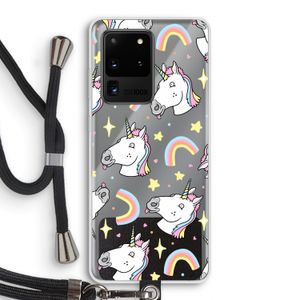 Rainbow Unicorn: Samsung Galaxy S20 Ultra Transparant Hoesje met koord