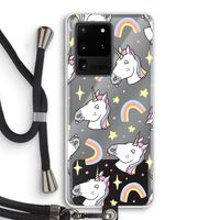 Rainbow Unicorn: Samsung Galaxy S20 Ultra Transparant Hoesje met koord