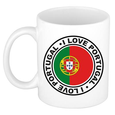 Cadeau koffiemok Portugal - vlag - I love - 300 ml - keramiek - landen thema - support