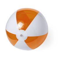 Opblaasbare strandbal plastic oranje/wit 28 cm - thumbnail