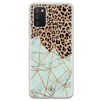 Samsung Galaxy A03s siliconen hoesje - Luipaard marmer mint
