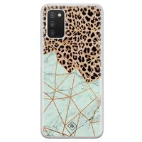 Samsung Galaxy A03s siliconen hoesje - Luipaard marmer mint