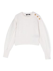 Balmain Kids pull en maille nervurée - Blanc