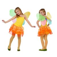 Meisjes vlinder kostuum geel/oranje 128 (7-9 jaar)  - - thumbnail