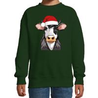 Kersttrui / sweater boerderijdieren - kinderen - Koe - groen - kerstmuts - Kerstmis
