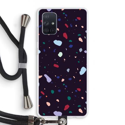 Dark Rounded Terrazzo: Samsung Galaxy A71 Transparant Hoesje met koord