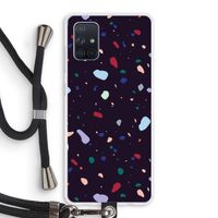 Dark Rounded Terrazzo: Samsung Galaxy A71 Transparant Hoesje met koord