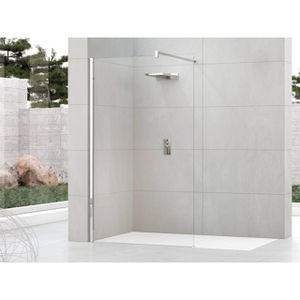 Novellini Kuadra vaste wand H voor inloopdouche Walk 2 117/120x200cm met muursteun 100cm chroom profiel en helder glas kuadh120-1k