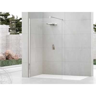 Novellini Kuadra vaste wand H voor inloopdouche Walk 2 117/120x200cm met muursteun 100cm chroom profiel en helder glas kuadh120-1k