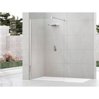 Novellini Kuadra vaste wand H voor inloopdouche Walk 2 117/120x200cm met muursteun 100cm chroom profiel en helder glas kuadh120-1k