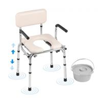 VEVOR toiletstoel, commode met gevoerde zitting, neerklapbare armleuningen, 7-niveaus in hoogte verstelbaar 490-640 mm, afneembare emmer, draagvermogen 158,8 kg, draagbaar toilet voor volwassenen