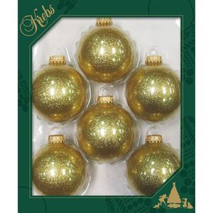 16x stuks glazen kerstballen 7 cm sparkle glitter goud