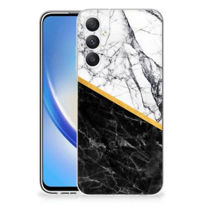 Samsung Galaxy A05S | TPU | Siliconen hoesje | Marmer Wit Zwart - Origineel Cadeau Man