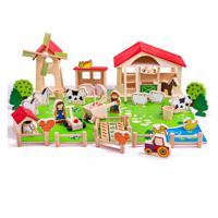 Bigjigs Houten Speel Boerderij met Accessoires, 48dlg. - thumbnail