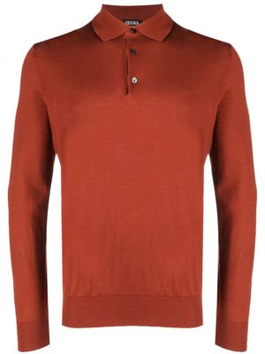 Zegna polo en maille à manches longues - Orange