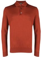 Zegna long-sleeved knit polo shirt - Orange