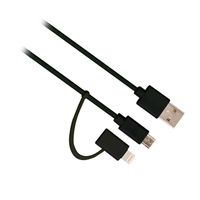 Ewent EW9909 USB-kabel 1 m 2.0 USB A Micro-USB B/Lightning Zwart - thumbnail