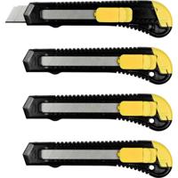 Afbreekmessen - 4x stuks - zwart/geel - breed - scherp mes