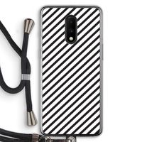 Strepen zwart-wit: OnePlus 7 Transparant Hoesje met koord