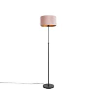 QAZQA Vloerlamp zwart met velours kap roze met goud 35 cm - Parte - thumbnail