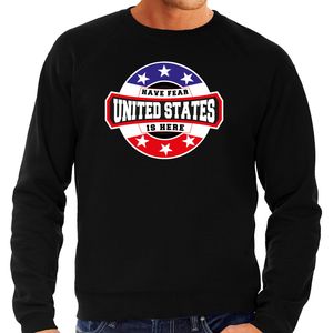 Have fear United States is here / Amerika supporter sweater zwart voor heren