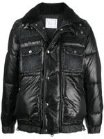 sacai doudoune à détails en jean - Noir
