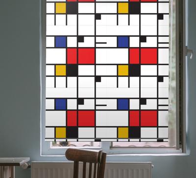 Kunst rolgordijnën Mondriaan geometrische kunst