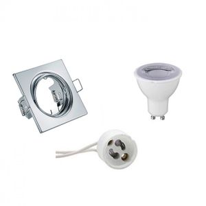 LED Spot Set - Trion - GU10 Fitting - Dimbaar - Inbouw Vierkant - Glans Chroom - 6W - Natuurlijk Wit 4200K - Kantelbaar 80mm