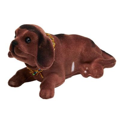 Bewegende knikkende hond voor in de auto - donkerbruin - auto decoratie voor de hoedenplank