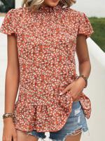 Casual Chiffon Small Floral Others Shirt