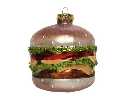 Orn.gls hamburger l9b9h10.30cm mlt - Ksd