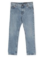 Dolce & Gabbana Kids logo-patch straight-leg jeans - Bleu - thumbnail