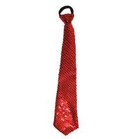 Funny Fashion Carnaval verkleed stropdas met glitter pailletten - rood - polyester - heren/dames   - - thumbnail