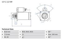 Startmotor / Starter BOSCH, Spanning (Volt)12V, u.a. für Ford, Volvo - thumbnail